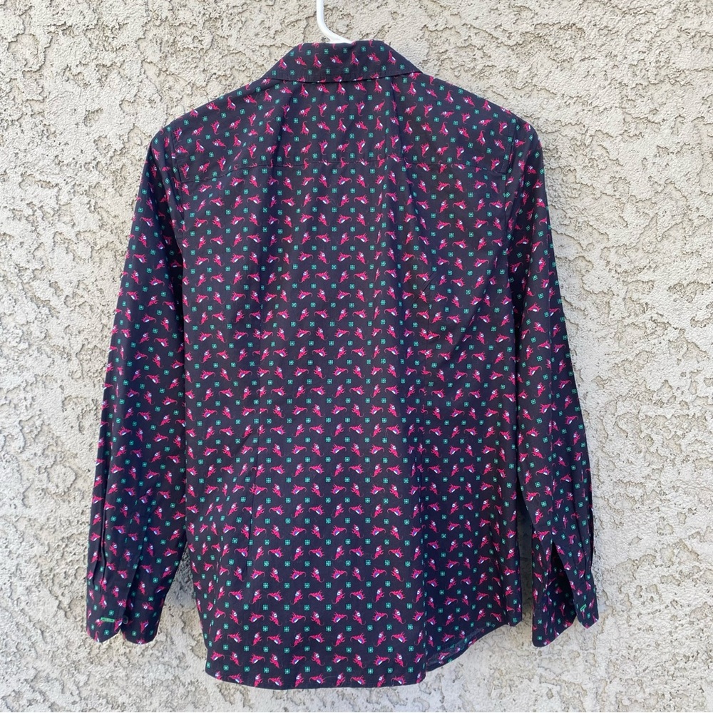 TALBOTS Long Sleeved Cotton Elephant Pattern Button Down Shirt - Picture 4 of 9
